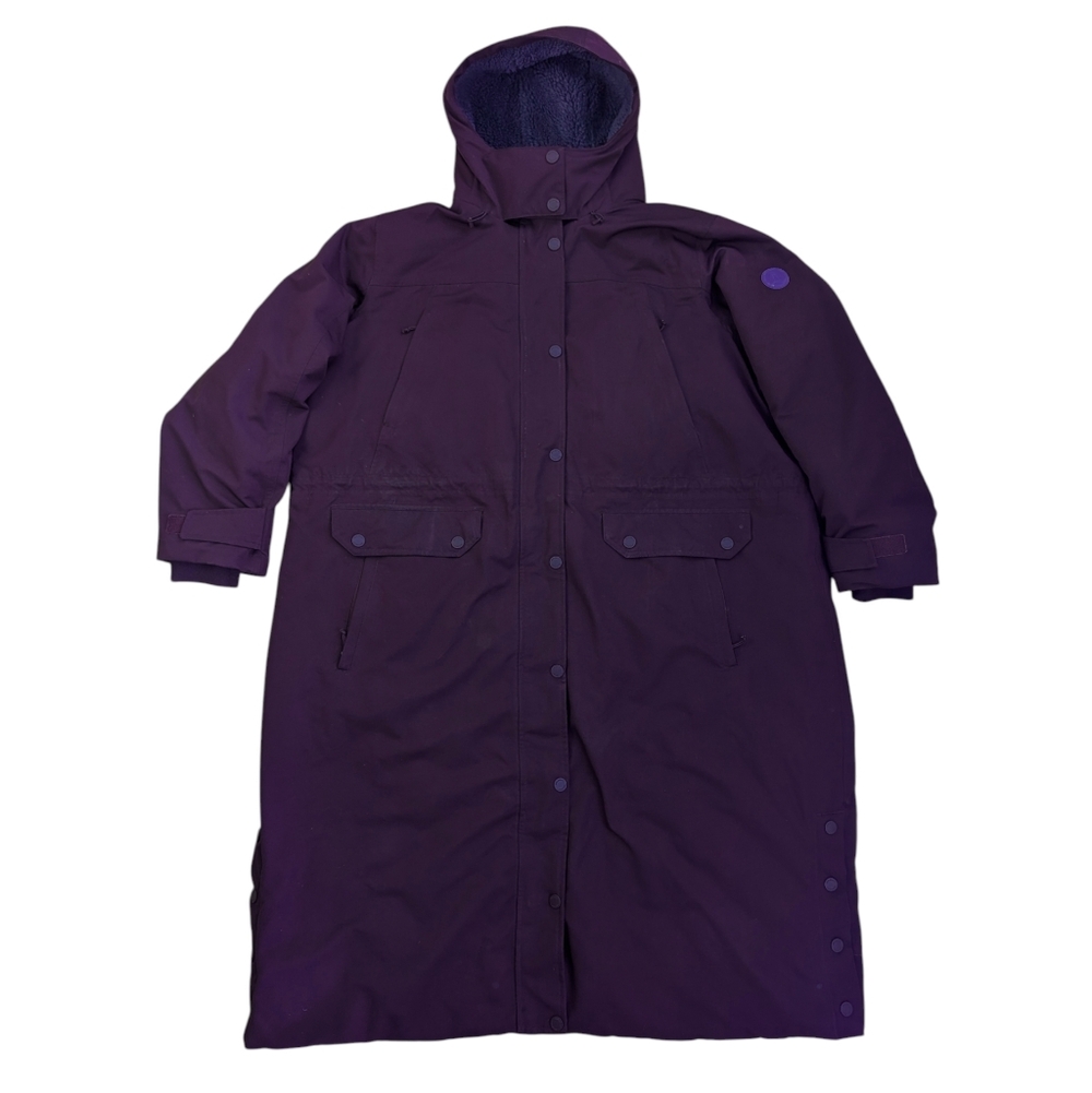 Land's End Duck Down Purple Parka Longline Coat Hooded
